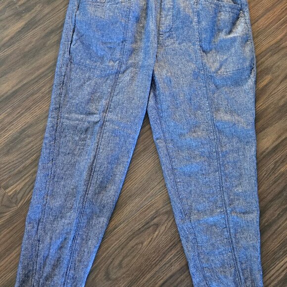 OLD NAVY Blue Rayon & Linen Chambray High-Rise Straight Taper Pants SIZE M - Picture 3 of 7